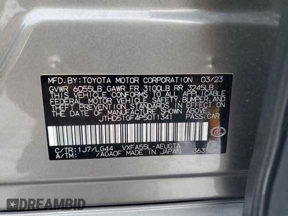 2023 Lexus LS with VIN JTHD51GF4P5011341, listed as a Copart auction lot 87352854 with 16,851 mi miles and Salvage Title. Bid and sale history available at carsss.com. Image 12.