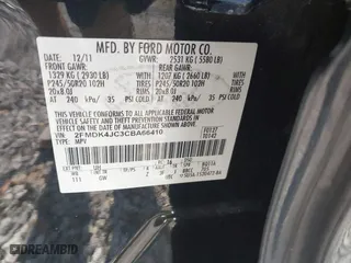 2012 Ford Edge SEL with VIN 2FMDK4JC3CBA66410, listed as a IAAI auction lot 41258603 with 999,999 mi miles. Bid and sale history available at carsss.com. Image 9.
