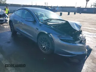 2025 Tesla Model 3 Long Range with VIN 5YJ3E1EA7SF882505, listed as a IAAI auction lot 41108270 with 2,417 mi miles. Bid and sale history available at carsss.com. Image 1.