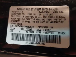 2013 Infiniti G37 x with VIN JN1CV6EL4DM982833, listed as a IAAI auction lot 42026945 with 142,781 mi miles and . Bid and sale history available at DreamBid. Image 13.