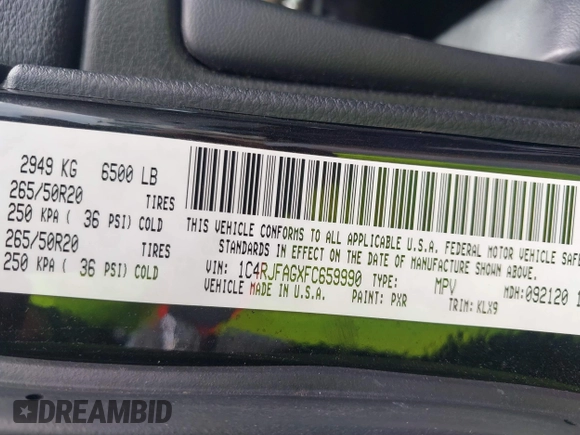 2015 Jeep Grand Cherokee Altitude z VIN 1C4RJFAGXFC659990, wystawiony jako IAAI lot #42331922 z przebiegiem 121 379 mil mil oraz . Historia ofert i sprzedaży dostępna na DreamBid. Obrazek 9.
