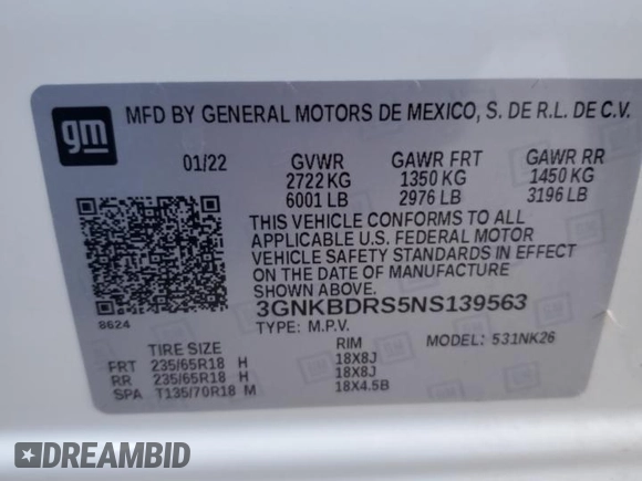 2022 Chevrolet Blazer LT z VIN 3GNKBDRS5NS139563, wystawiony jako Copart lot #74590664 z przebiegiem 18 604 mil mil oraz Szkoda całkowita • Salvage title. Historia ofert i sprzedaży dostępna na DreamBid. Obrazek 15.