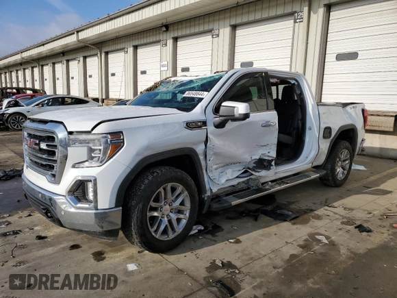 2021 GMC Sierra 1500 SLT z VIN 3GTU9DED6MG221615, wystawiony jako Copart lot #86548844 z przebiegiem Nie podano mil oraz Szkoda całkowita • Salvage title. Historia ofert i sprzedaży dostępna na DreamBid. Obrazek 1.