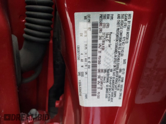 2012 Ford Focus SE with VIN 1FAHP3F28CL475039, listed as a Copart auction lot 49050325 with 166,144 mi miles and Clean title. Bid and sale history available at DreamBid. Image 12.
