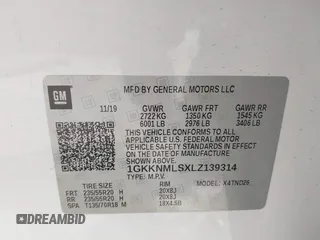 2020 GMC Acadia SLT with VIN 1GKKNMLSXLZ139314, listed as a IAAI auction lot 41573802 with 39,343 mi miles and . Bid and sale history available at DreamBid. Image 9.
