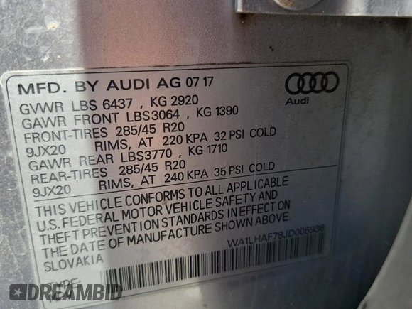 2018 Audi Q7 Premium Plus с VIN WA1LHAF78JD005936, выставлен на аукционе Copart как лот 62270765 с пробегом 135 890 миль миль и Чистый • Clean title. История ставок и продаж доступна на DreamBid. Изображение 13.