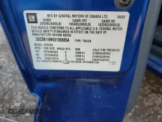 2003 Chevrolet Silverado SS z VIN 2GCEK19N931356654, wystawiony jako Copart lot #72966944 z przebiegiem 292 812 mil mil oraz Szkody całkowita. Historia ofert i sprzedaży dostępna na DreamBid. Obrazek 12.