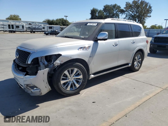 2015 Infiniti QX80 with VIN JN8AZ2NE4F9083791, listed as a Copart auction lot 72215874 with 82,691 mi miles and Salvage Title. Bid and sale history available at carsss.com. Image 1.