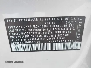 2013 Volkswagen Jetta SE с VIN 3VWDP7AJ5DM367473, выставлен на аукционе IAAI как лот 42541037 с пробегом 132 614 миль миль и . История ставок и продаж доступна на DreamBid. Изображение 9.