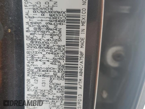 2014 Toyota Tacoma with VIN 3TMMU4FNXEM064955, listed as a Copart auction lot 57435005 with 120,967 mi miles and Salvage title. Bid and sale history available at DreamBid. Image 13.