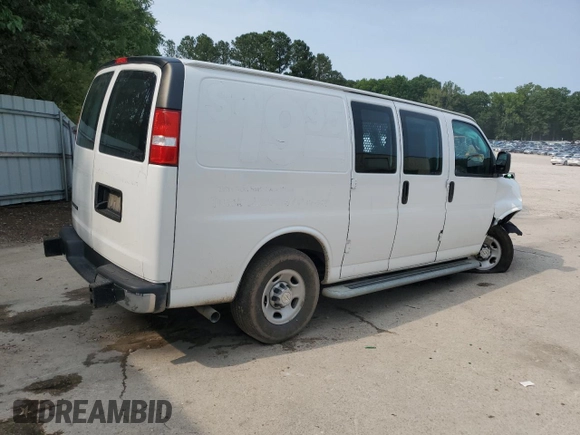 2023 Chevrolet Express Cargo with VIN 1GCWGAFP3P1127328, listed as a Copart auction lot 59623345 with Not provided miles and Salvage title. Bid and sale history available at DreamBid. Image 3.