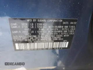 2022 Subaru Outback Onyx XT с VIN 4S4BTGJD0N3239768, выставлен на аукционе Copart как лот 42766445 с пробегом 15 847 миль миль и На запчасти • Non repairable. История ставок и продаж доступна на DreamBid. Изображение 14.