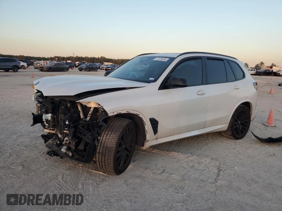 2024 BMW X5 M60i with VIN 5UX33EU07R9T12139, listed as a Copart auction lot 77326454 with 0 mi miles and Salvage Title. Bid and sale history available at carsss.com. Image 1.