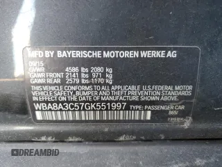 2016 BMW 3 Series 320i xDrive with VIN WBA8A3C57GK551997, listed as a Copart auction lot 46166335 with Not Provided miles and Salvage Title. Bid and sale history available at DreamBid. Image 14.