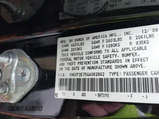 2010 Honda Accord EX z VIN 1HGCP2E75AA062842, wystawiony jako IAAI lot #41792464 z przebiegiem 221 402 mil mil oraz . Historia ofert i sprzedaży dostępna na DreamBid. Obrazek 9.