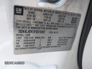 2015 Chevrolet Captiva Sport LTZ with VIN 3GNAL4EK9FS519067, listed as a IAAI auction lot 41596979 with 135,316 mi miles and . Bid and sale history available at DreamBid. Image 9.