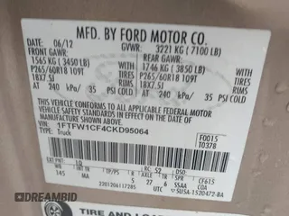 2012 Ford F-150 XL with VIN 1FTFW1CF4CKD95064, listed as a IAAI auction lot 41618938 with 247,129 mi miles. Bid and sale history available at carsss.com. Image 9.