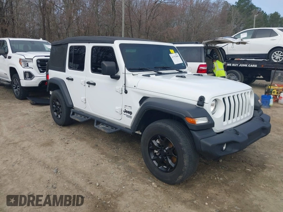 2021 Jeep Wrangler Unlimited Sport S z VIN 1C4HJXDN1MW822016, wystawiony jako IAAI lot #41792808 z przebiegiem 29 719 mil mil oraz . Historia ofert i sprzedaży dostępna na DreamBid. Obrazek 1.
