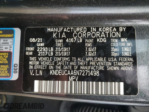 2022 Kia Seltos S with VIN KNDEUCAA6N7271498, listed as a Copart auction lot 55357785 with 40,379 mi miles and Salvage title. Bid and sale history available at DreamBid. Image 13.