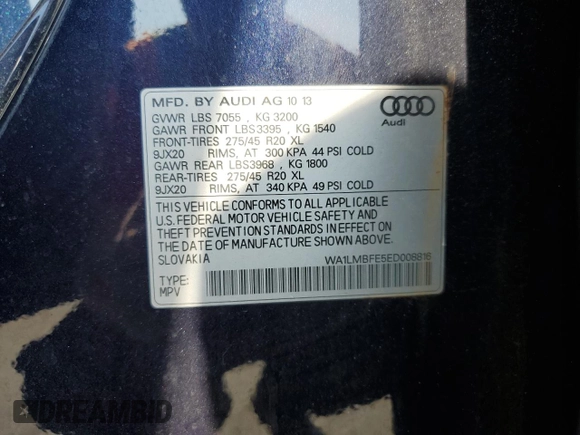 2014 Audi Q7 Premium Plus z VIN WA1LMBFE5ED008816, wystawiony jako Copart lot #60859015 z przebiegiem 159 452 mil mil oraz Czysty tytuł • Clean title. Historia ofert i sprzedaży dostępna na DreamBid. Obrazek 14.