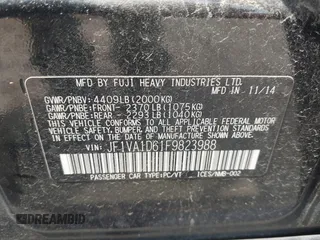 2015 Subaru WRX Premium with VIN JF1VA1D61F9823988, listed as a IAAI auction lot 42503328 with 108,920 mi miles and . Bid and sale history available at DreamBid. Image 9.