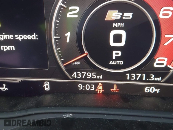 2018 Audi S5 Premium Plus z VIN WAUP4AF55JA074714, wystawiony jako IAAI lot #42198303 z przebiegiem 43 795 mil mil oraz . Historia ofert i sprzedaży dostępna na DreamBid. Obrazek 15.