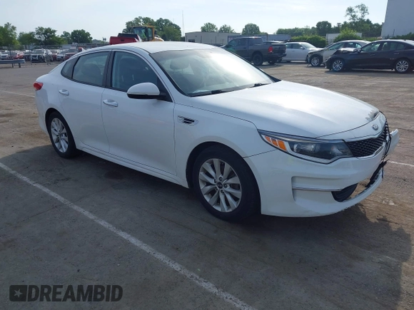 2016 Kia Optima LX with VIN 5XXGT4L34GG061718, listed as a IAAI auction lot 42176256 with 115,572 mi miles and . Bid and sale history available at carsss.com. Image 1.