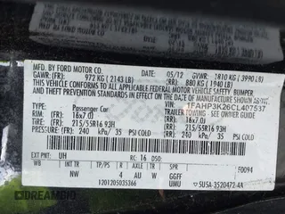 2012 Ford Focus SE with VIN 1FAHP3K26CL407537, listed as a IAAI auction lot 42109655 with 159,347 mi miles and . Bid and sale history available at carsss.com. Image 9.