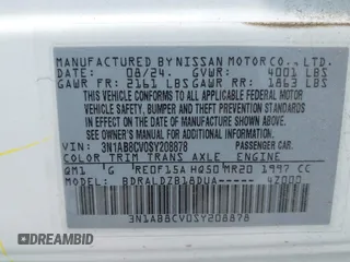 2025 Nissan Sentra SV with VIN 3N1AB8CV0SY208878, listed as a IAAI auction lot 42143521 with 10,192 mi miles. Bid and sale history available at carsss.com. Image 9.