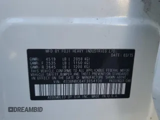 2015 Subaru Legacy Premium с VIN 4S3BNBC64F3054138, выставлен на аукционе Copart как лот 59311235 с пробегом 100 509 миль миль и Списание • Salvage title. История ставок и продаж доступна на DreamBid. Изображение 13.