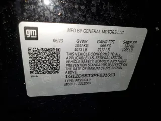 2023 Chevrolet Malibu LT with VIN 1G1ZD5ST3PF231653, listed as a Copart auction lot 80458884 with 44,280 mi miles and Non Repairable. Bid and sale history available at DreamBid. Image 13.