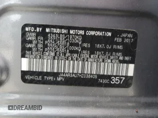 2017 Mitsubishi Outlander ES with VIN JA4AR3AU7HZ038405, listed as a Copart auction lot 58776075 with 172,089 mi miles and Salvage title. Bid and sale history available at DreamBid. Image 13.