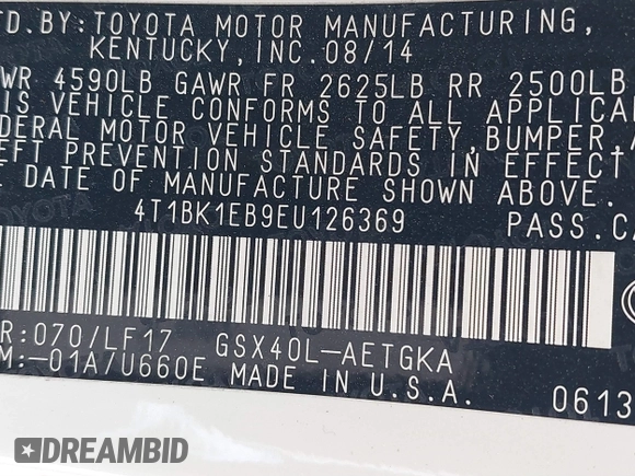 2014 Toyota Avalon Limited z VIN 4T1BK1EB9EU126369, wystawiony jako IAAI lot #41860590 z przebiegiem 135 259 mil mil oraz . Historia ofert i sprzedaży dostępna na DreamBid. Obrazek 9.