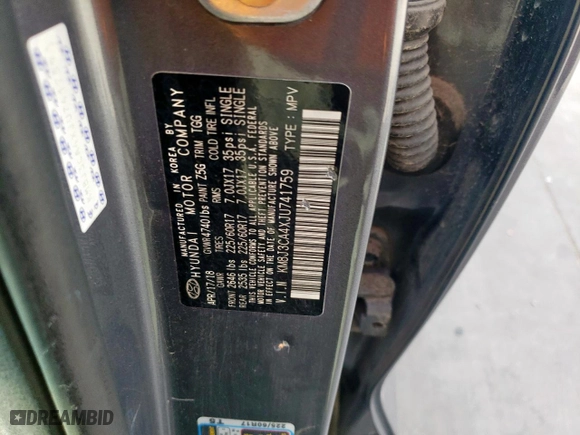 2018 Hyundai Tucson SEL with VIN KM8J3CA4XJU741759, listed as a Copart auction lot 48759825 with 82,679 mi miles and Salvage Title. Bid and sale history available at carsss.com. Image 13.
