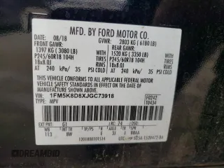 2018 Ford Explorer XLT z VIN 1FM5K8D8XJGC73918, wystawiony jako Copart lot #52388025 z przebiegiem 98 380 mil mil oraz Szkoda całkowita • Salvage title. Historia ofert i sprzedaży dostępna na DreamBid. Obrazek 14.