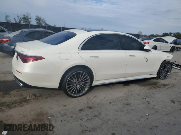 2023 Mercedes-Benz S-Class S 580 with VIN W1K6G7GB8PA201712, listed as a Copart auction lot 88288945 with 0 mi miles and Salvage Title. Bid and sale history available at carsss.com. Image 3.