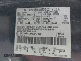 1999 Ford F-150 XL z VIN 1FTRX08L4XKB47888, wystawiony jako IAAI lot #42000396 z przebiegiem 200 461 mil mil oraz . Historia ofert i sprzedaży dostępna na DreamBid. Obrazek 9.