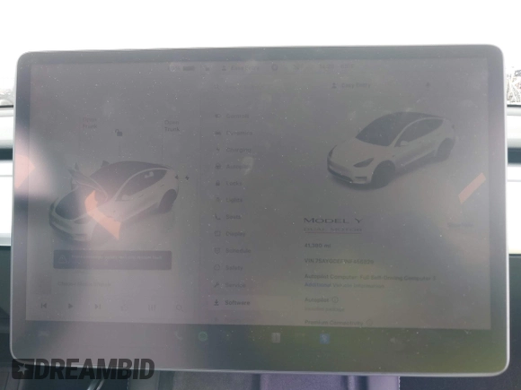 2022 Tesla Model Y Performance with VIN 7SAYGDEF1NF456829, listed as a IAAI auction lot 41448425 with 41,380 mi miles and . Bid and sale history available at DreamBid. Image 7.