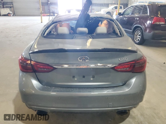 2018 Infiniti Q50 3.0t LUXE with VIN JN1EV7AP4JM364883, listed as a Copart auction lot 51528925 with 0 mi miles and Salvage Title. Bid and sale history available at carsss.com. Image 6.