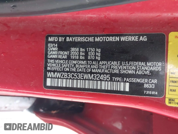 2014 MINI Countryman with VIN WMWZB3C53EWM32495, listed as a IAAI auction lot 41949096 with 161,524 mi miles and . Bid and sale history available at DreamBid. Image 9.