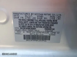 2017 Nissan Versa Sedan SV with VIN 3N1CN7AP8HL842931, listed as a Copart auction lot 54107045 with 85,552 mi miles and Clean Title. Bid and sale history available at carsss.com. Image 12.