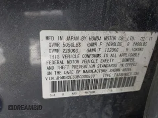2011 Acura RL Technology with VIN JH4KB2F63BC000889, listed as a IAAI auction lot 41600069 with 181,907 mi miles and . Bid and sale history available at DreamBid. Image 9.