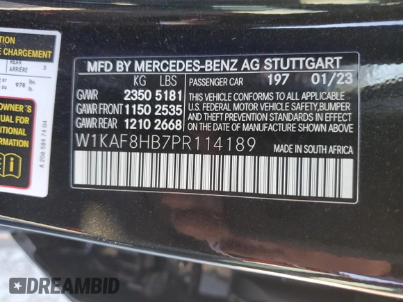 2023 Mercedes-Benz C 43 AMG z VIN W1KAF8HB7PR114189, wystawiony jako Copart lot #43631744 z przebiegiem 1 687 mil mil oraz . Historia ofert i sprzedaży dostępna na DreamBid. Obrazek 13.