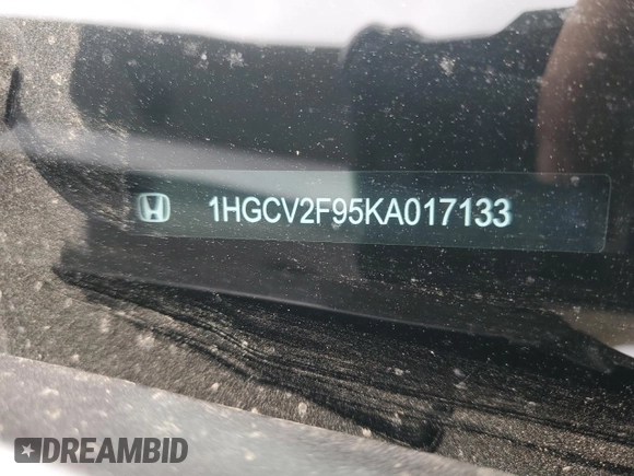 2019 Honda Accord Touring with VIN 1HGCV2F95KA017133, listed as a Copart auction lot 58395635 with 55,637 mi miles and Salvage title. Bid and sale history available at DreamBid. Image 12.
