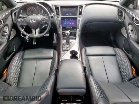 2018 Infiniti Q50 Red Sport 400 with VIN JN1FV7AP4JM460467, listed as a Copart auction lot 57075525 with 182,405 mi miles and Salvage title. Bid and sale history available at DreamBid. Image 8.
