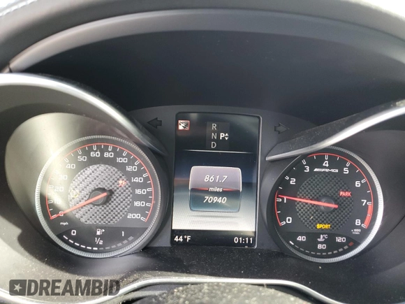 2016 Mercedes-Benz C 63 S AMG with VIN 55SWF8HB4GU109133, listed as a Copart auction lot 43380055 with 70,940 mi miles and Salvage title. Bid and sale history available at DreamBid. Image 9.