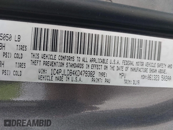 2019 Jeep Cherokee Limited with VIN 1C4PJLDB4KD479382, listed as a IAAI auction lot 42040293 with 104,533 mi miles and . Bid and sale history available at DreamBid. Image 9.