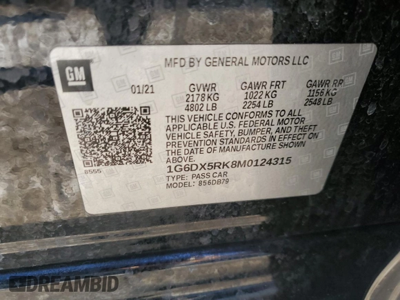 2021 Cadillac CT5 Luxury z VIN 1G6DX5RK8M0124315, wystawiony jako Copart lot #87448834 z przebiegiem 42 444 mil mil oraz Szkoda całkowita • Salvage title. Historia ofert i sprzedaży dostępna na DreamBid. Obrazek 14.