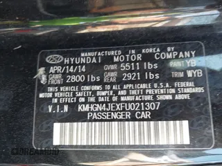 2015 Hyundai Genesis 3.8L z VIN KMHGN4JEXFU021307, wystawiony jako IAAI lot #41925165 z przebiegiem 128 921 mil mil oraz . Historia ofert i sprzedaży dostępna na DreamBid. Obrazek 9.