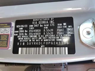 2023 Kia Sorento SX Prestige with VIN 5XYRKDLF0PG243305, listed as a Copart auction lot 74735424 with 0 mi miles and Salvage Title. Bid and sale history available at carsss.com. Image 14.